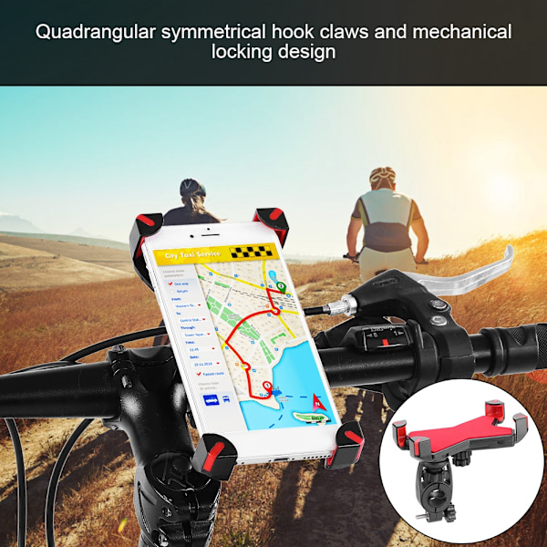 Hållbar cykelhållare för mobiltelefon med 360 graders rotation, röd