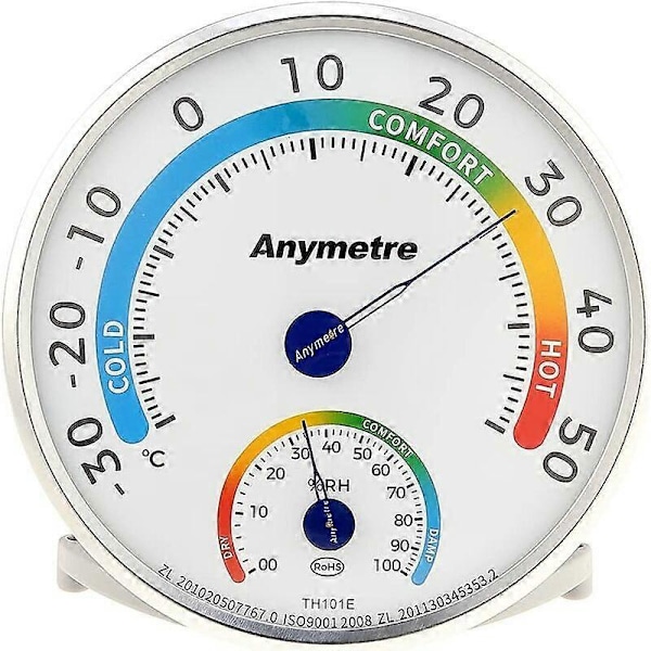 Inomhus Utomhus Temperatur Hygrometer, Analog Termometer med Monitor för Babyrum, Växthus 1 Set [Energiklass A]