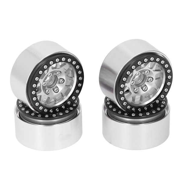 4 stk 1,9 tommers RC Beadlock felger i aluminiumlegering for Axial SCX10 90046 AXI 03007 1/10 RC Crawler Sølv
