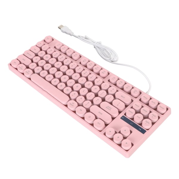 Gamingtangentbord USB Runt 87 nycklar Färgglad bakgrundsbelyst Ergonomisk Mekanisk Touch Trådbundet tangentbord för stationär bärbar dator Rosa