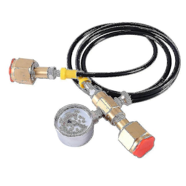 Argon Co2 Påfyldningsstation Ladeadapter Til Små Svejsetanke, m/ 1,5 Meter Blød Slange 250bar (aksialt manometer) ny zd