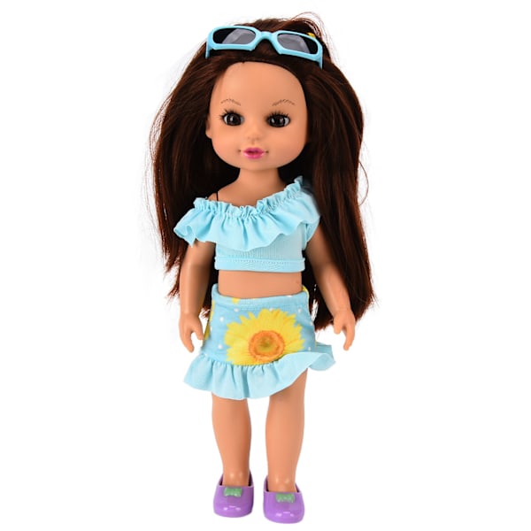 14 Inch Baby Dolls Clothing Sets Fashion Baby Humanoid Doll Washable Silicone Girls Doll with Glasses for Kids Gift