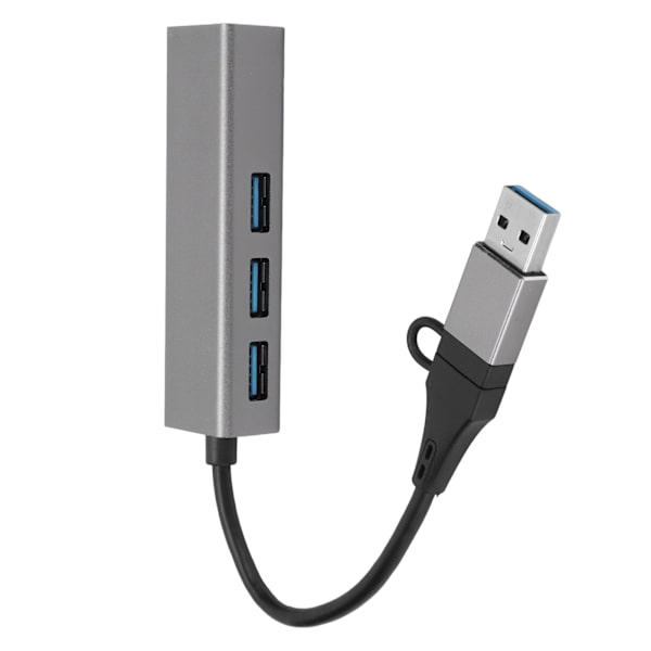 USB3.0 Hub 5Gbps Plug and Play 4-ports aluminiumslegering USB C til RJ45-adapter til Windows til Linux til OS X Sølvgrå