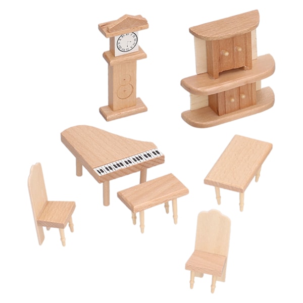 Trähusdocka Möbler 1:12 Skala Miniatyr Möbler Vardagsrum Set för Barn 3 År och UppåtVardagsrum Set