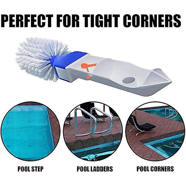 Hjørnebørste til swimmingpool, spa, trin og fliser, swimmingpoolrengøring, hjørnespa til børstning af hjørnerne i poolen og spaen