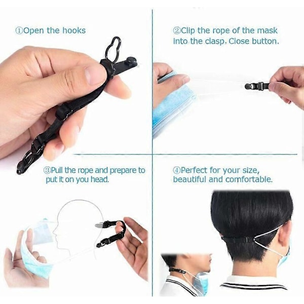 5-pack Maskfästen, Maskkrokar, Maskförlängare, Fäste för Kirurgiska Masker i Alla Storlekar, Minskar Trycket och Förbättrar Komforten