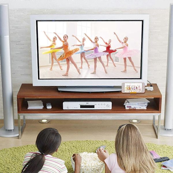 Lightning–HDMI-sovitin Lightning Digital AV -sovittimella 1080P, Lightning-latausportti valkoinen tietyille iPhone-, iPad- ja iPod-malleille sekä HDTV-näytöille