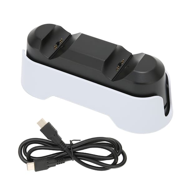 For PS5-kontroller ladestasjon kontroller dobbel ladedokk for PS5 med LED-indikator hvit