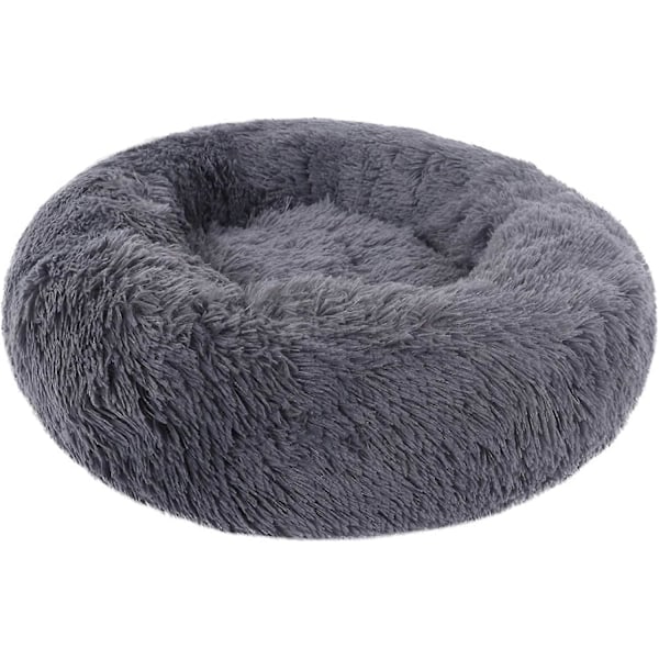 Beroligende Kattekurv Seng Kæledyrskurv til Katte og Små Hunde Katte Seng Pude Donut Hundeseng Passer 40cm (Pakke med 1) Mørkegrå