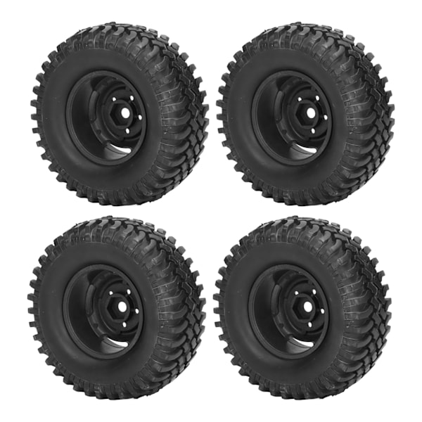 4 st RC-hjul och däck 1,9 tum gummi plast 100 mm diameter universell RC-däckset för utbytesklättring bil svart
