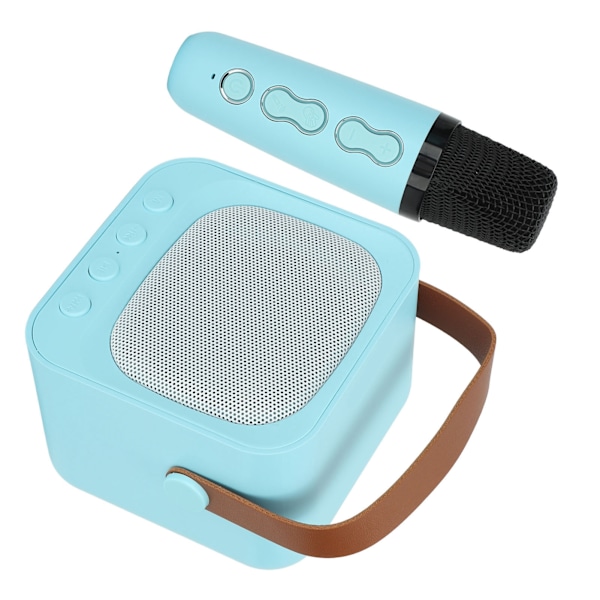 Mini Karaoke Maskin Bärbar Bluetooth Högtalare Med Trådlös Mikrofon Bas Diskant Justering Blå