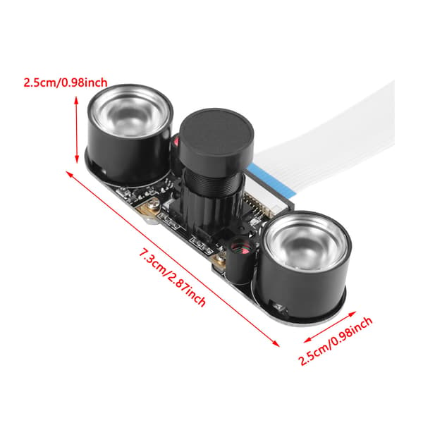 1 stk. 5MP kameramodulplade 72° med nattesyns-LED-fyldlys til Raspberry Pi B 3/2