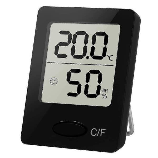 Digitalt rumstermometer hygrometer med komfortindikator, temperatur- og luftfugtighedsmåler til hjemmekontor, sort