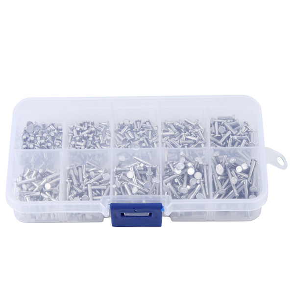 500 kpl M2 litteäpäiset alumiininiitit litteäpäiset kiinteät niitit 3mm-18mm pituus
