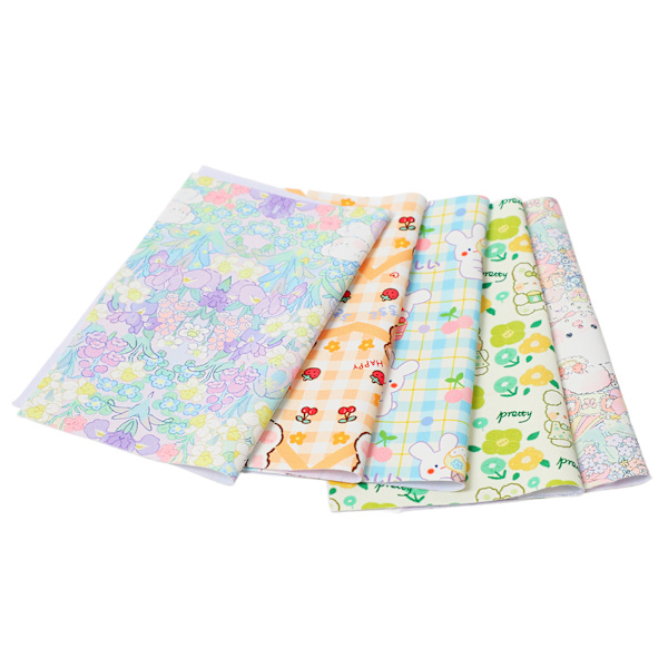 5 stk. systof i sødt tegneserie mønster vandtæt anti falmende blød berøring DIY quiltet stof til dug taske gardin 40x50cm/15.7x19.7in