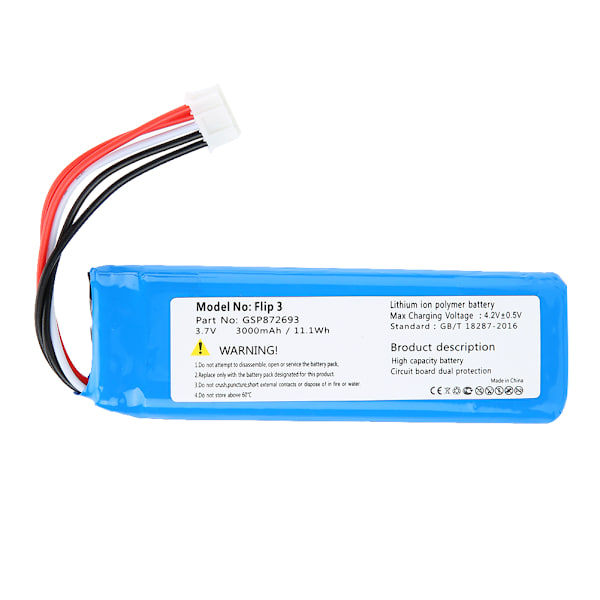 DC 3.7V 3000mAh / 11.1Wh litiumakku Vaihdettava ladattava akku Flip 3:lle