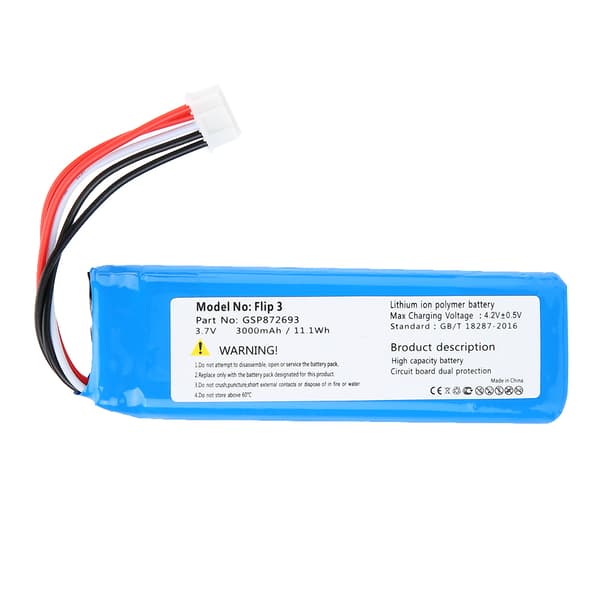 DC 3.7V 3000mAh / 11.1Wh litiumbatteri erstatningsbatteri for Flip 3