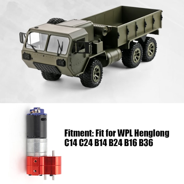 370 motorväxellåda case med kylfläns RC-tillbehör Passar för WPL C14 C24 B14 B24 B16 B36Röd