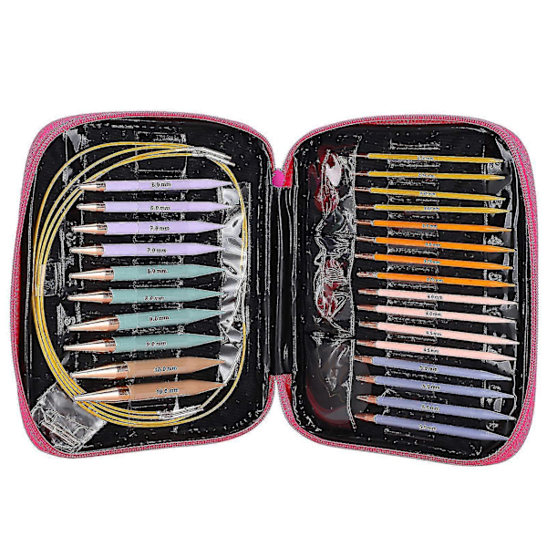 13 Par Utbytbara Stickor Set, Rundstickor med 2,75mm-10mm