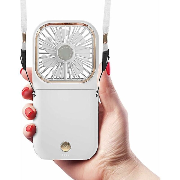 Mini Lommeventilator, Håndholdt Elektrisk Ventilator, Mini USB Bærbar Ventilator, Personlige Bærbare Genopladelige Ventilatorer, Foldbar Justerbar Halsventilator, Hvid