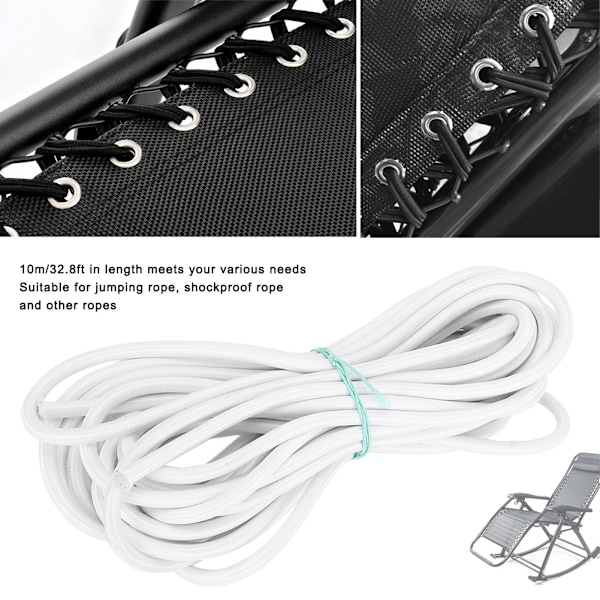 7 mm 10 m/32,8 fot stark elasticitet rund elastisk rep snöre sömnad DIY tillbehör vit
