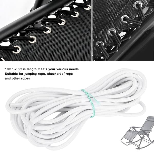 7 mm 10 m/32,8 fot sterk elastisitet rund elastisk tau snor sying DIY tilbehør hvit