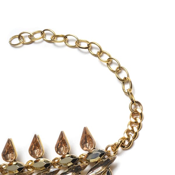 Kvinnor Vacker Rhinestone Dekoration Legering Ring Armband (Guld)