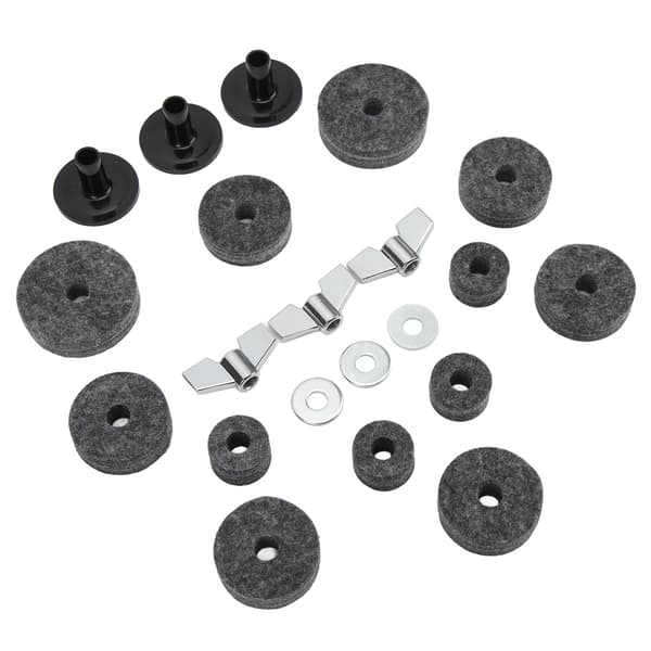 21 stk. tilbehør for utskifting av cymbaler, filtskiver, vingemuttere, skiver for Hi Hat Clutch Cup Grå
