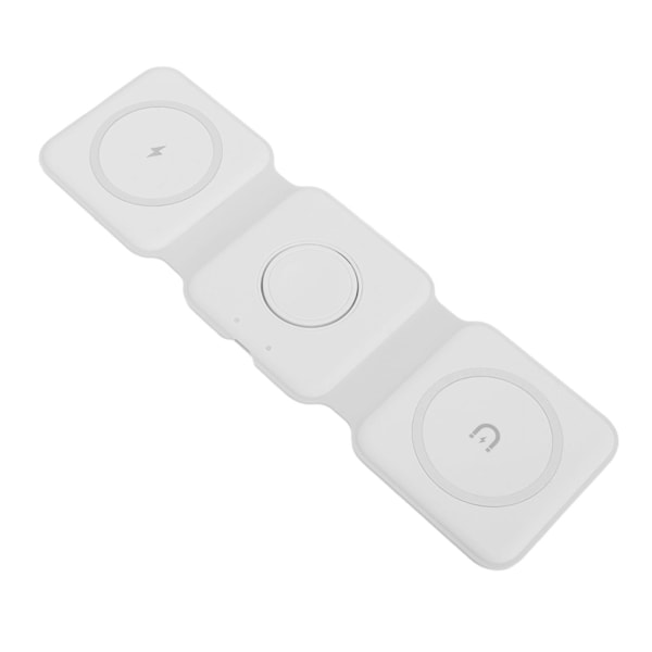 3 i 1 trådløs lader for iPhone magnetisk sammenleggbar 3 i 1 ladestasjon reiselader for flere enheter hvit