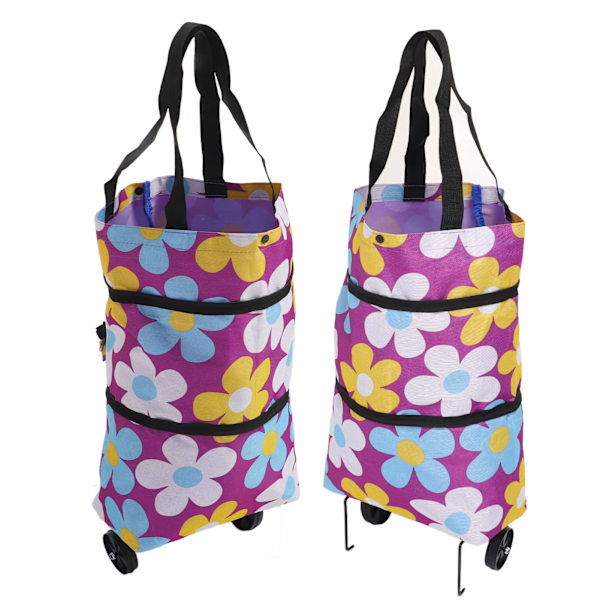Sammenklappelig Trolley Taske Foldbar Indkøbspose Lærred Multifunktionel Indkøbspose med Hjul til Ældre Type1