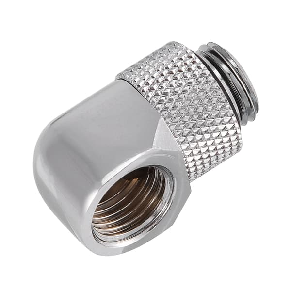 90 Grader PC Vandkøling To-berørings Fitting G1/4 Gevind Albue Barb Connector til Rør Sølv