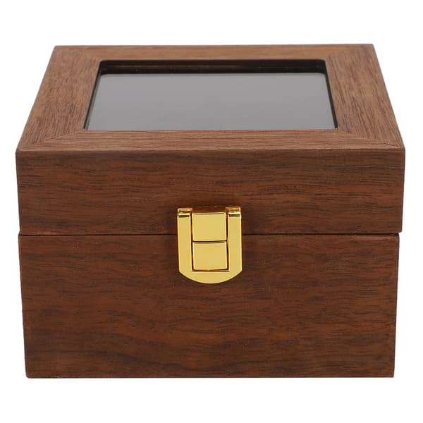 Træ Urkasse 2 Slots Clamshell Ur Opbevaringsboks Organizer Sort Valnød Farve
