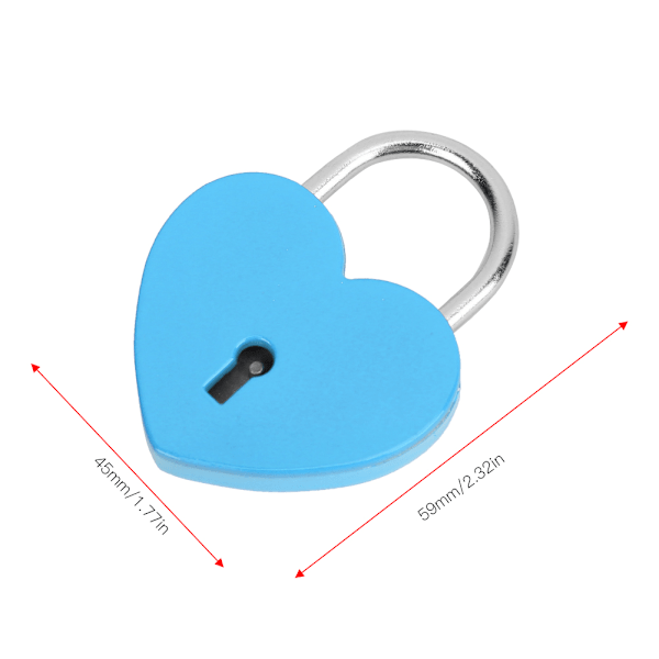 Hjertelås Metal Farverig Utsøgt Hænglås Husholdningshåndværk Forbrugsartikler med Nøgle 45x59mmBlå
