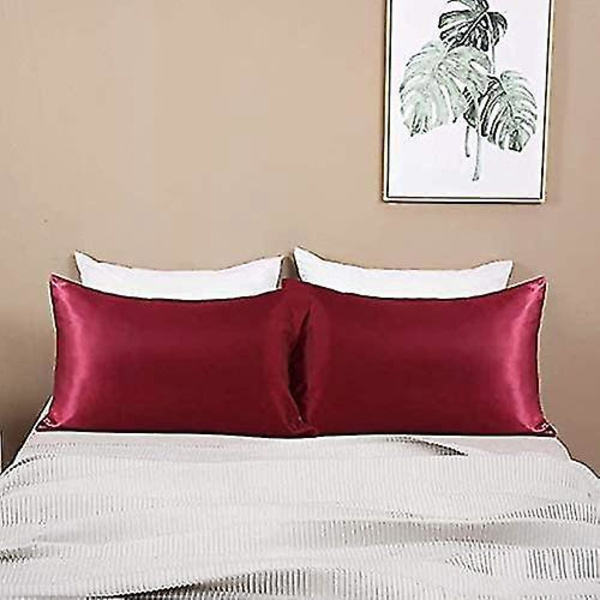 Satin Kuddar 20x40 Tum, 2-pack - Ros Röd