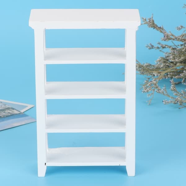 Miniature Møbelmodel Træ 4-Lags Hylde Display Rack til 1:12 Dukkehus Tilbehør