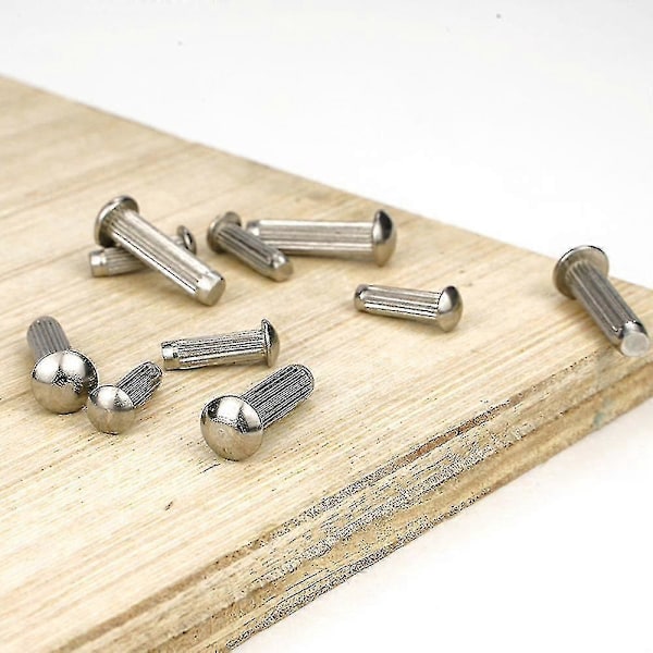 250st Solid Nitar Set Rostfritt Stål Räfflade Nitar Järn Halvrunda Nitar