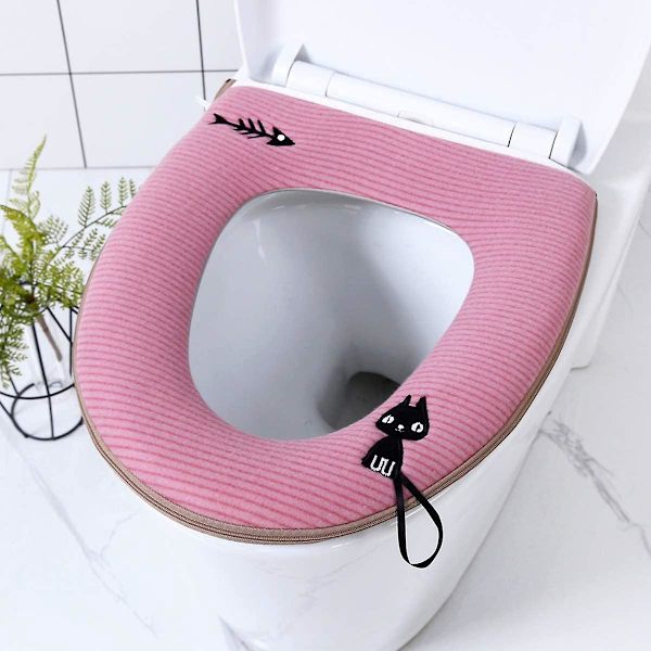 Tvåtbart toalettlockset - Rosa, Grön, Grå (3 stycken)