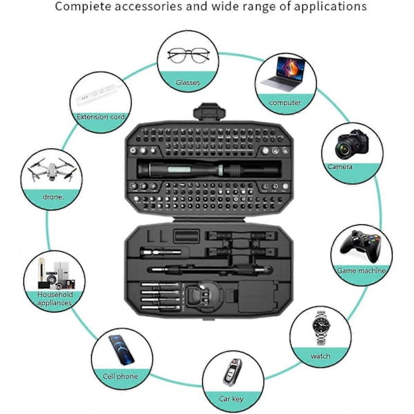 (Musta) 152 in 1 Tarkkuusruuvimeisselisarja, Mini-työkalusarja, Magneettiset korjaustyökalut Torx-kolmiopäillä jne., iPhone, Switch, PS4, PS5, Lasit, Wa