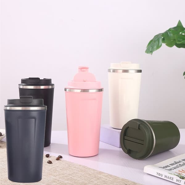 Isolerad kopp 304 rostfritt stål foder säkerhetslås stor kapacitet bärbar isolerad kaffemugg med lock för kontor blå 510ml