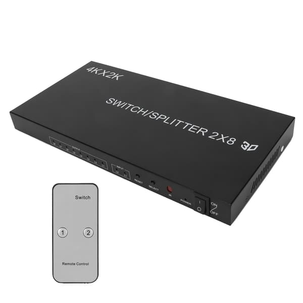 2x8 HD Multimedia Interface Switch 4Kx2K 2 ind 8 ud HD Multimedia Interface Distributør med IR fjernbetjening US stik