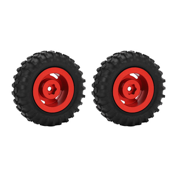 2 st 55 mm gummidäck med 4-håls aluminiumlegeringshjulnav för Axial SCX24 1/24 RC-bil uppgraderingsdelar röd