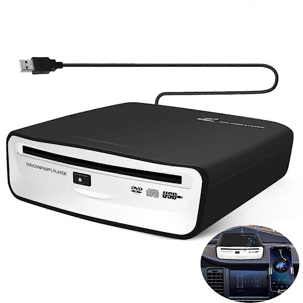 Universal Bärbar CD-spelare för bil, ansluts till bilens USB-port