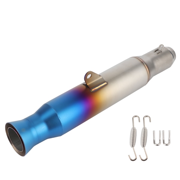 1,5-2 tommer udstødningsrør til GP Racing Style rustfrit stål universal til motorcykel (Titanium Blue)