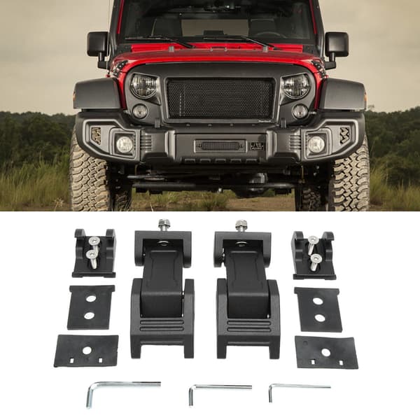 1 par sorte motorhjelmslåse, spænde, passer til Jeep Wrangler JK 2007-2017