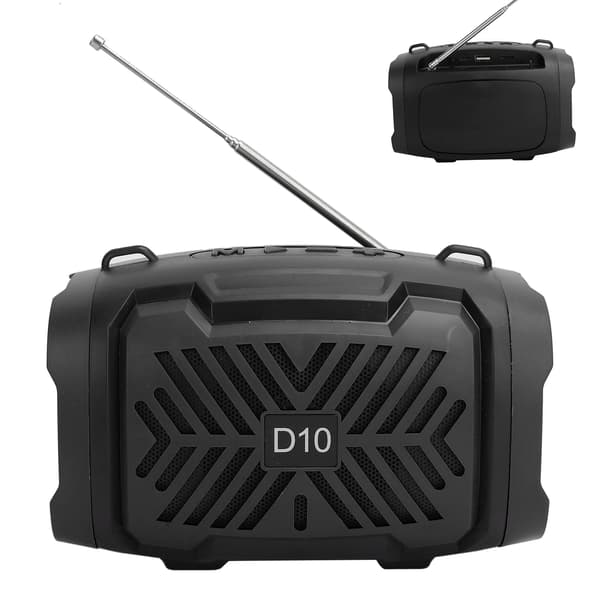 D10 Bluetooth V5.0 trådløs højttaler USB Micro højttaler med lysrem understøtter FM-sort