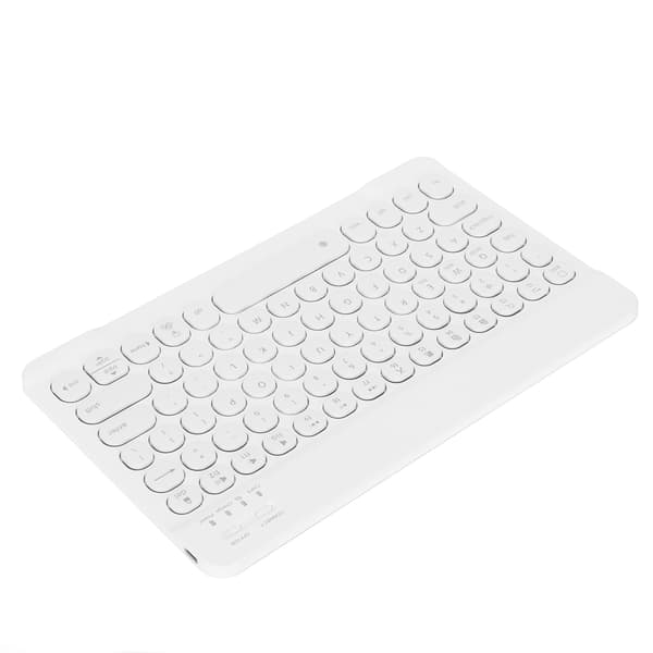 Trådløst tastatur med runde taster 10 tommer baggrundsbelyst børstet computertilbehør til Android/WIN/IOS Hvid
