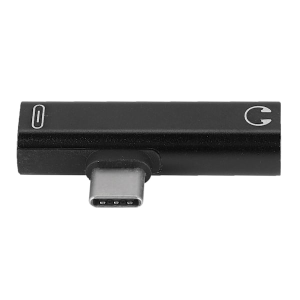 2 i 1 Typ C till 3,5 mm Jack Hörlurar USB Laddningskonverter Multifunktionsomvandlare Svart