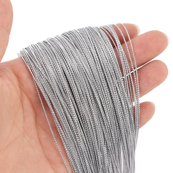 100 Yards Garn DIY Sladd Rep Tråd Hår Förpackningsetikett Kläder Väskor Tillbehör Silver