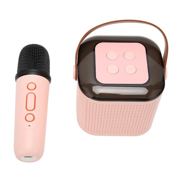Karaoke-maskin Stereo RGB-ljus Bärbar Bluetooth-högtalare med 1 mikrofon för hemfest Rosa