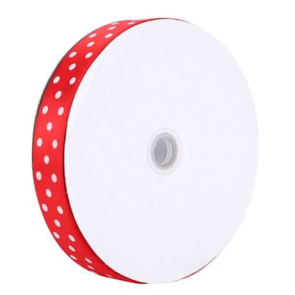 Satängband Polka Dot Tryckt Hårrosetter Presentinslagning Slips DIY Hantverksverktyg 100 Yards 2.5cm Röd